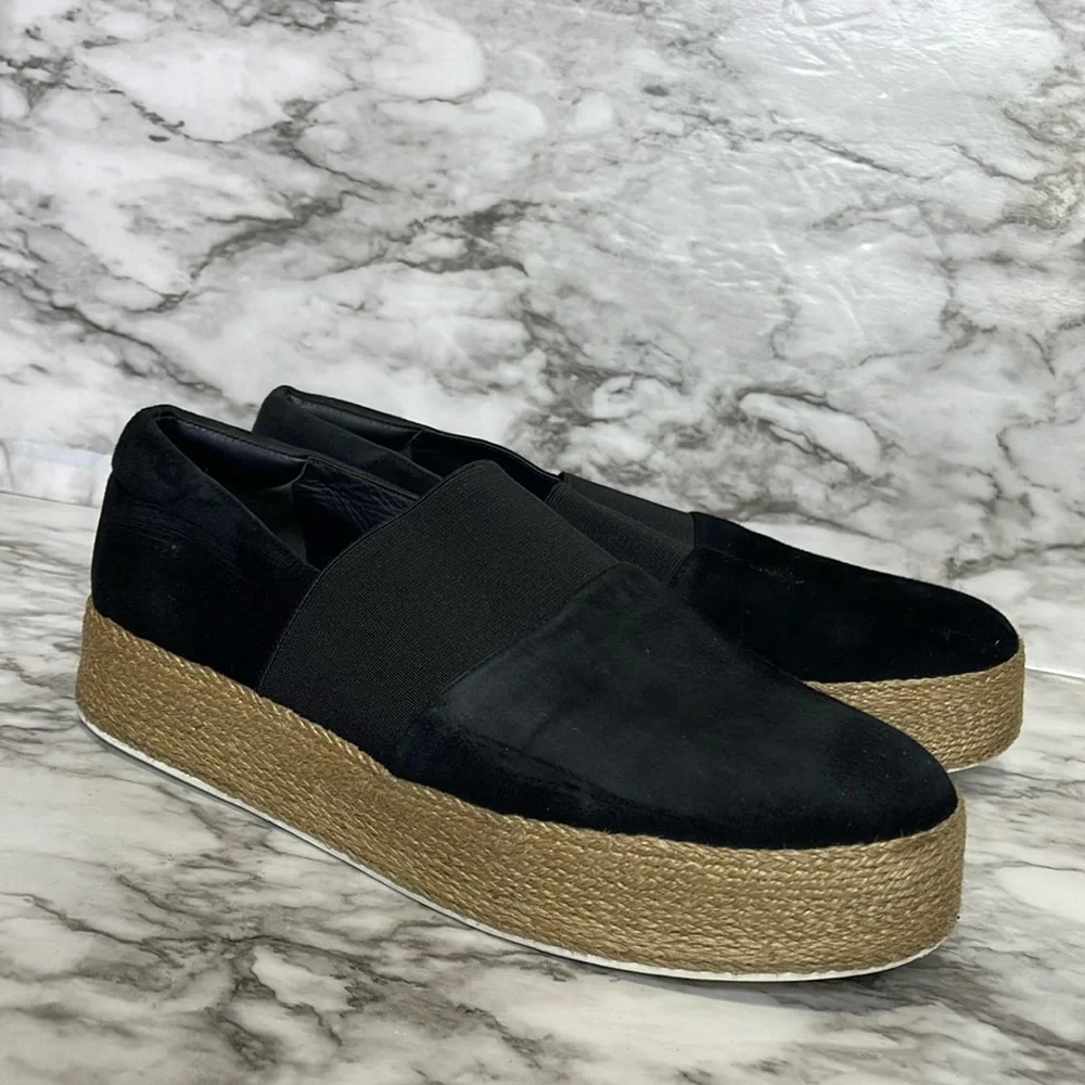 Vince Winford Women's Espadrille Suede Black Slip-On Loafers Sneakers Black 9M